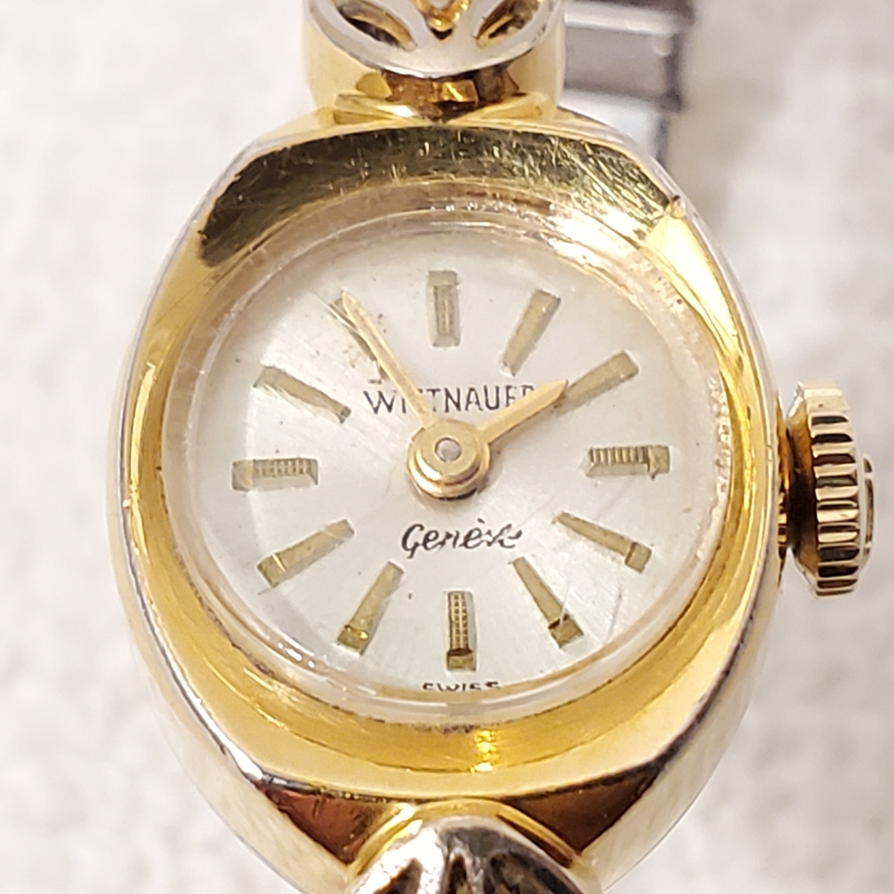 Vintage Wittnauer Geneve Womens Wind Up Stretch Band Gold Plated 17 Jewels Watch